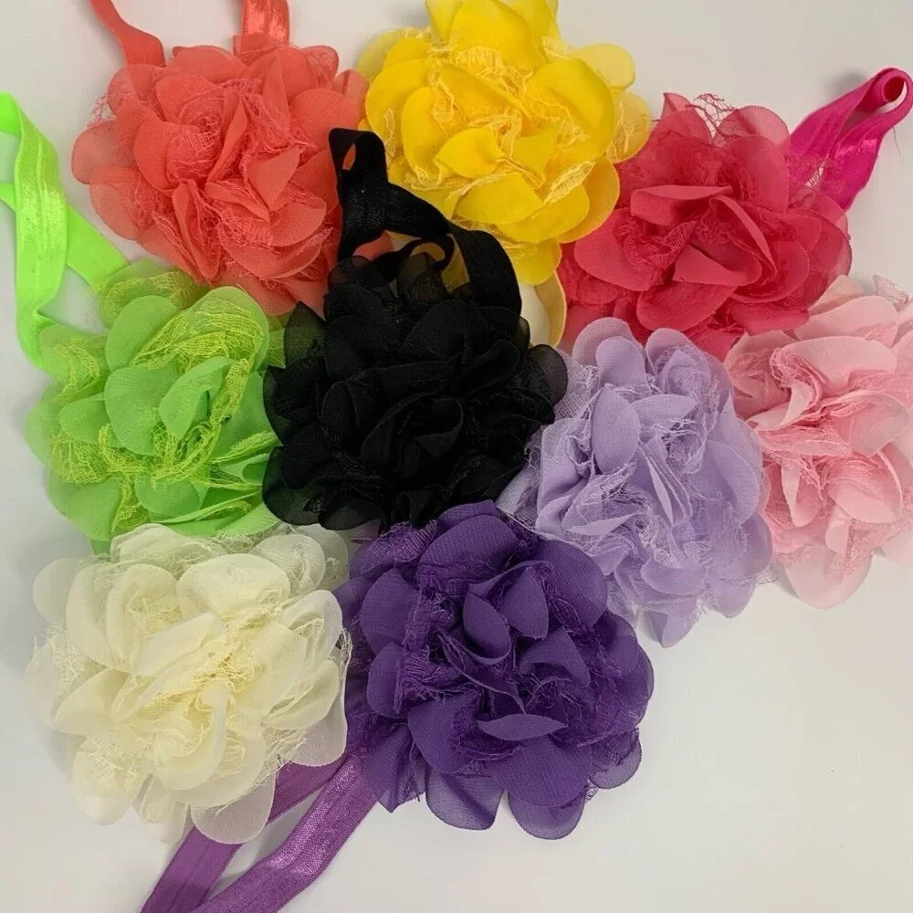 Flower Stretch Multicolor Hairbands For Children Hair Accessoies Pack of 9